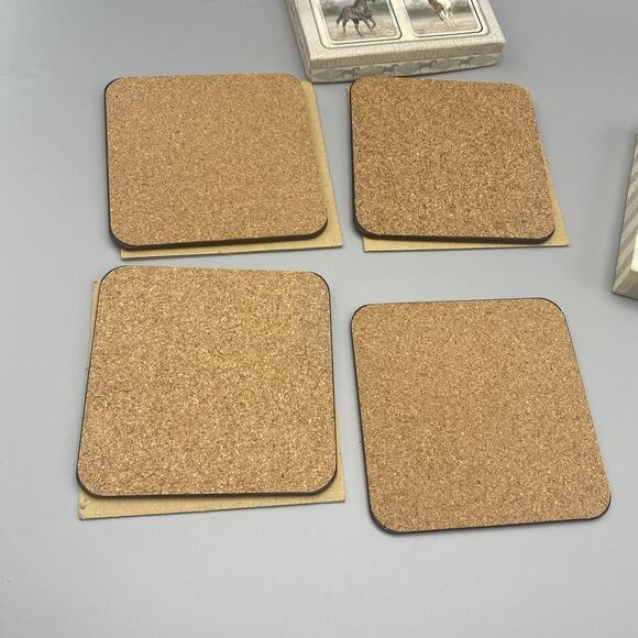 Wild Horses Coasters by Revelations‎ 4 Laminated Wood Natural Cork Base - Picture 4 of 6